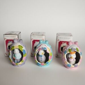 Vintage Ceramic Easter Egg Figurines Set of 3 Bunny Duck